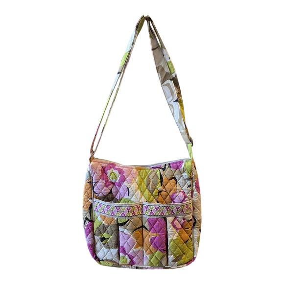 Vera Bradley Quilted Shoulder Bag Purse Satchel Large Multicolor Floral - Picture 1 of 10